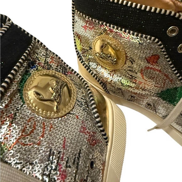 Christian Louboutin,Shoes Multicolor Sequin HighTop Sneakers, some sign of wear - Picture 6 of 14